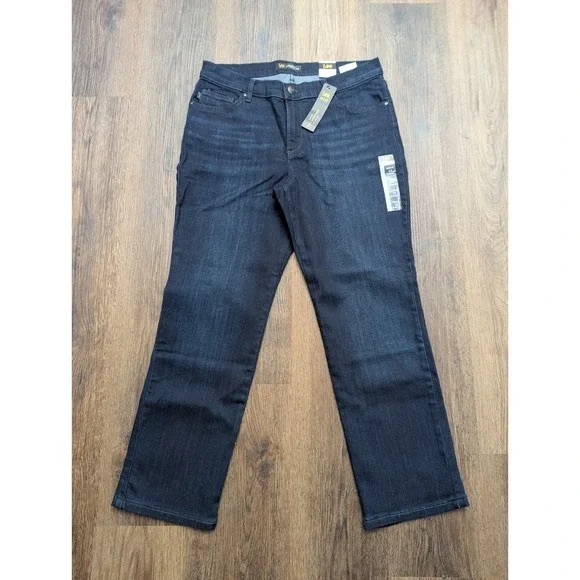 Lee Jeans Womens 12P Petite Blue Blue Relaxed Fit Straight Leg High Rise Denim - Picture 1 of 5